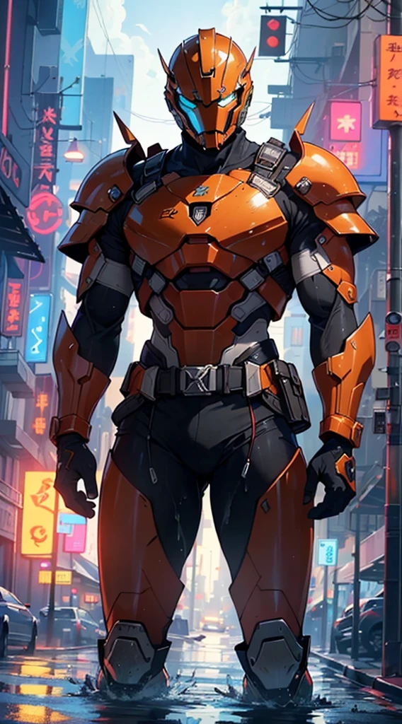 (man:1.5),muscular man in mecha armor,(((1man))),((man muscular in mecha armor)),

((exaggerated muscles,exaggerated shoulders,very muscular and huge)),man chest,((((muscular,muscular man,tall,big biceps,abs,big thighs,broad shoulders)))) big dick,

mandalorian helmet,underwater armor,mecha armor,full of weapons,((LED lights, RGB lights,black and neon red armor)),((wet armor,intricate armor,detailed armor)),

(dynamic pose:1.0),solo focus,(centered,scale to fit dimensions,Rule of thirds),

cyberpunk city by the ocean at night, with bright neon signs and dark stormy clouds and puddles, scenery:1.25,

highres, sharp focus, (ultra detailed, extremely detailed), (photorealistic artwork:1.37),(extremely detailed CG unity 8k wallpaper),((synthwave background theme)),(((vibrant colors))),(intricate background),(masterpiece),(best quality),