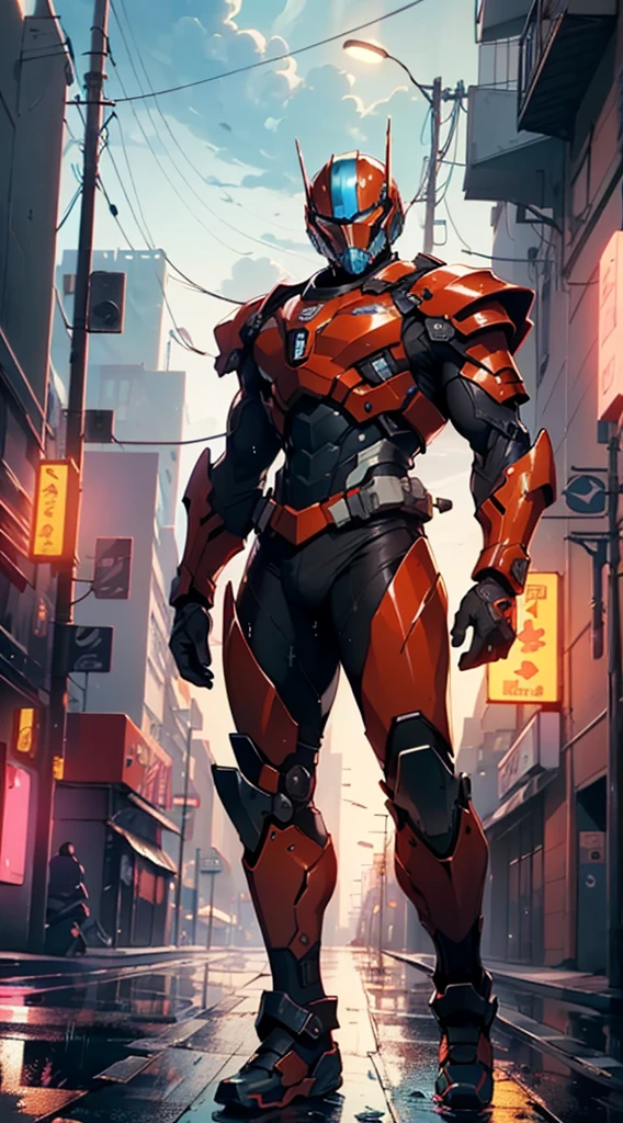 (man:1.5),muscular man in mecha armor,(((1man))),((man muscular in mecha armor)),
((exaggerated muscles,exaggerated shoulders,very muscular and huge)),man chest,((((muscular,muscular man,tall,big biceps,abs,big thighs,broad shoulders)))) big dick,
mandalorian helmet,underwater armor,mecha armor,full of weapons,((LED lights, RGB lights,black and neon red armor)),((wet armor,intricate armor,detailed armor)),
(dynamic pose:1.0),solo focus,(centered,scale to fit dimensions,Rule of thirds),
cyberpunk city by the ocean at night, with bright neon signs and dark stormy clouds and puddles, scenery:1.25,
highres, sharp focus, (ultra detailed, extremely detailed), (photorealistic artwork:1.37),(extremely detailed CG unity 8k wallpaper),((synthwave background theme)),(((vibrant colors))),(intricate background),(masterpiece),(best quality),