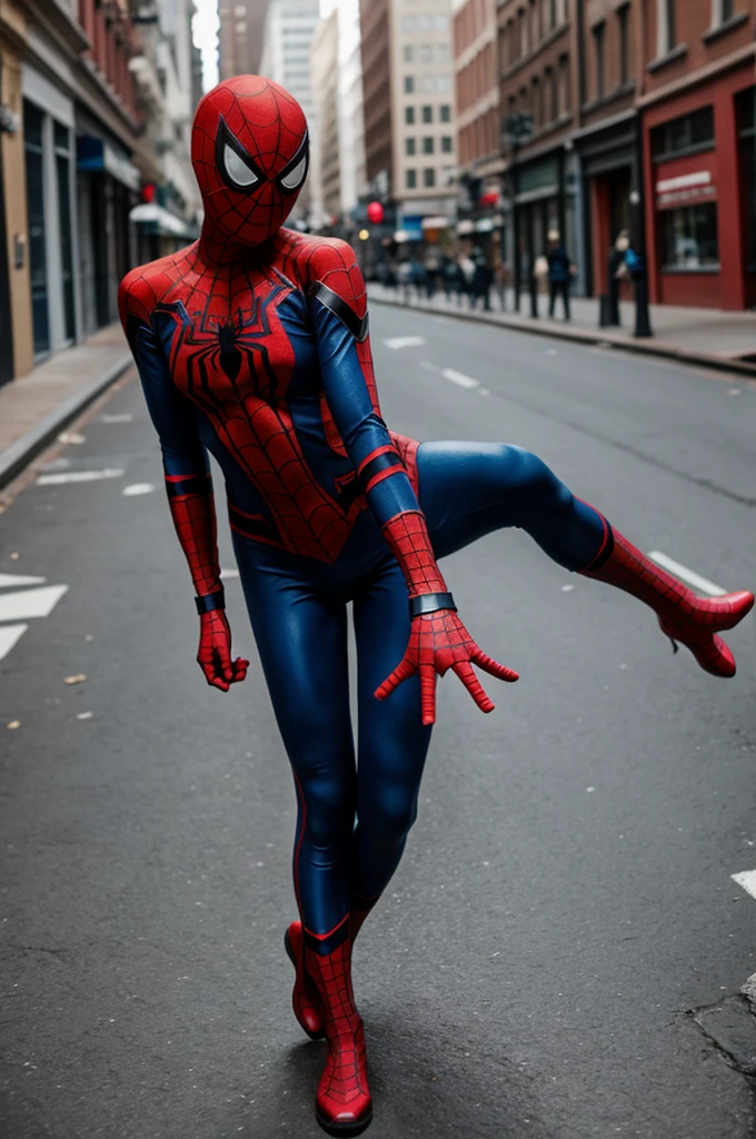 Girl with spider man costume
