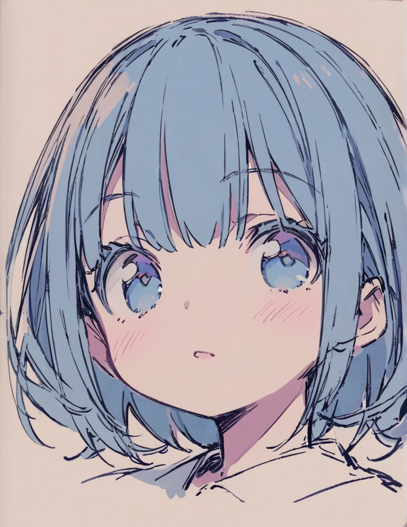 Blue-eyed junior high school girl ピンク色のshort bob sketch
