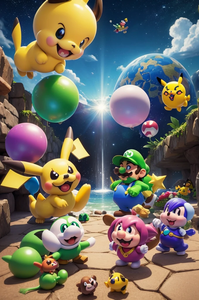 Uma nova de Super Smash Bros 64 um jogo de luta dos presonagems da nintendo o lutadorese são o super mario de super mario bros o pikachu de pokémon o ness de EarthBound o luigi de super mario bros 2 e yoshi de super mario world & super mario world 2, yoshi's lsland