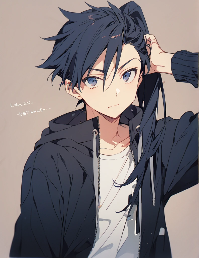 黒 ponytail hair スケッチ