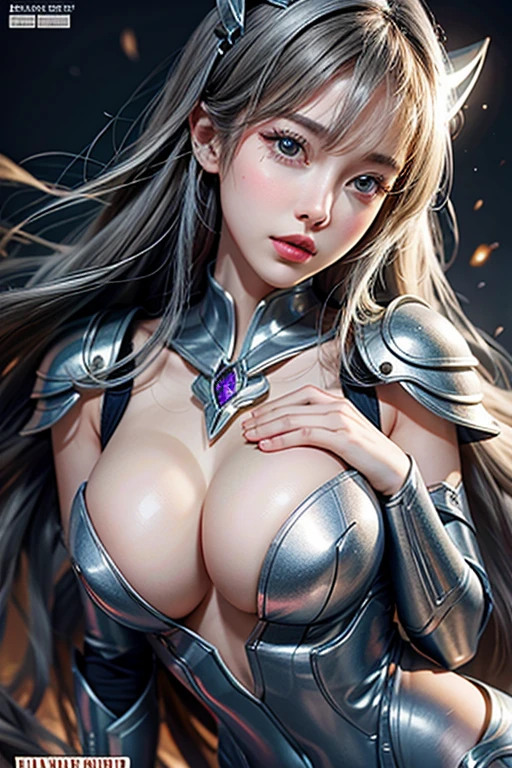 Porn magazine cover、(masterpiece, Highest quality), Intricate details,
One Girl, Diana \(League of Legends\), One Girl, Bodysuits, armor, Compensate, Gray Hair,Supermodel proportions、Beautiful areola、Ultra detailed nipples、Photon Mapping、Radio City、Bright lighting、super detailed pussy、、Bright lighting、super detailed pussy、おっぱいモミモミおっぱいモミモミクリトリスPleasure、Pleasure、Pleasure、Pleasure、、