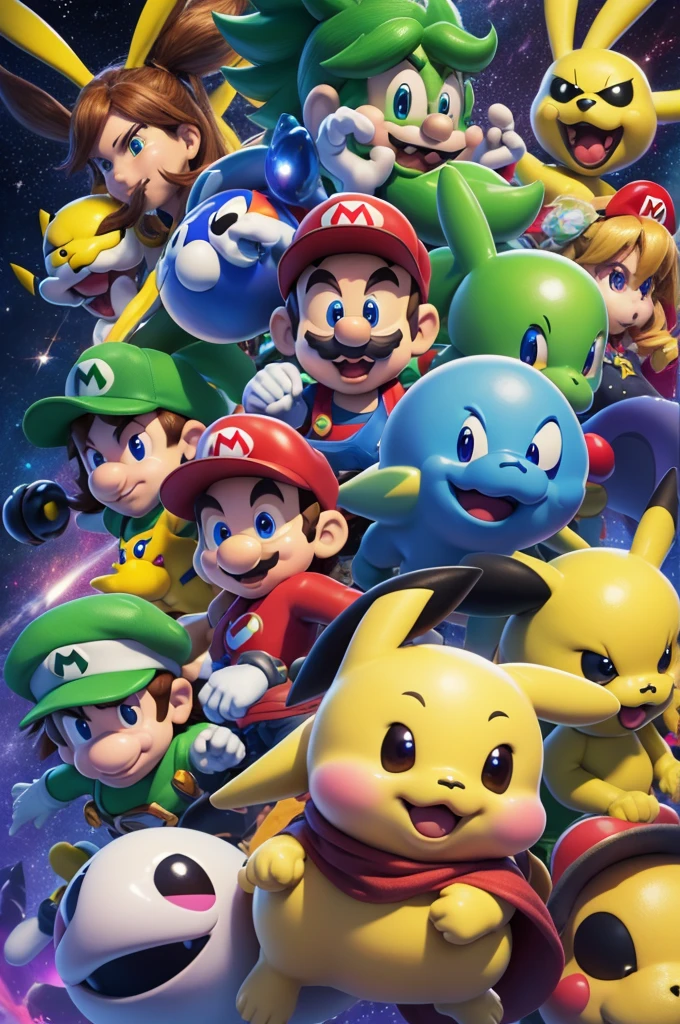 Uma nova de Super Smash Bros 64 um jogo de luta dos presonagems da nintendo o lutadorese são o super mario de super mario bros o pikachu de pokémon o ness de EarthBound o luigi de super mario bros 2 e yoshi de super mario world & super mario world 2, yoshi's lsland with mario firepower and ness with Pk fire and pikachu with lightning power and yoshi who can catch his rivau with his tongue
