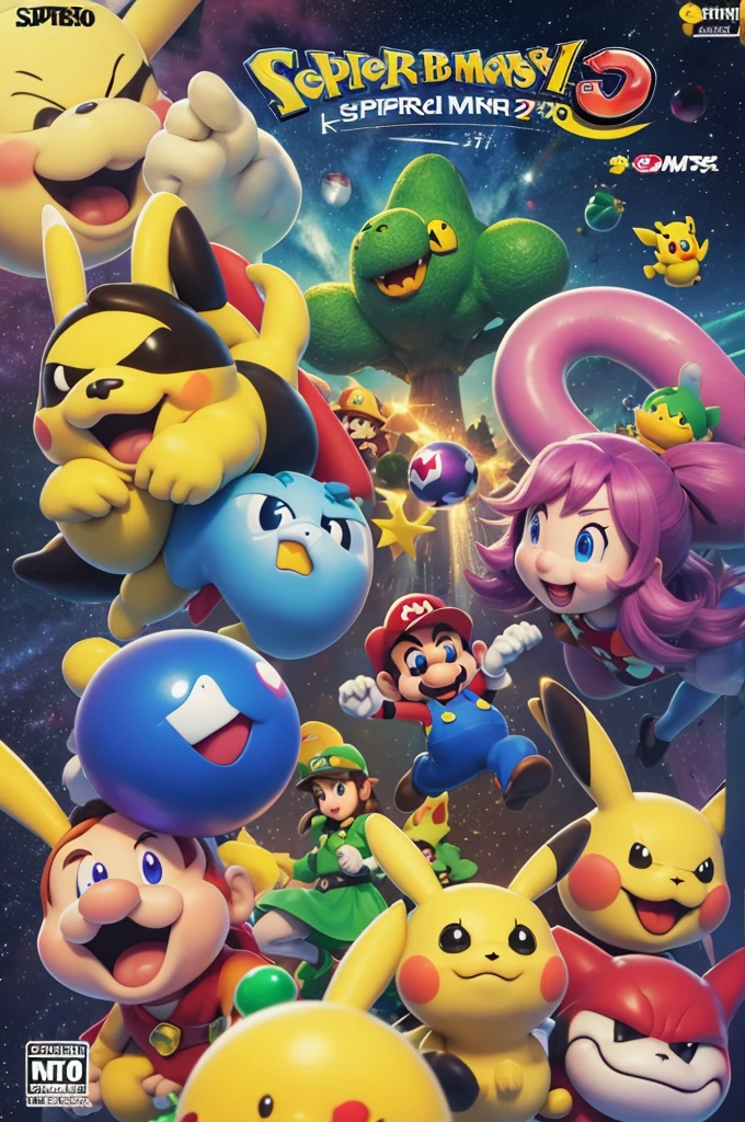 Uma nova de Super Smash Bros 64 um jogo de luta dos presonagems da nintendo o lutadorese são o super mario de super mario bros o pikachu de pokémon o ness de EarthBound o luigi de super mario bros 2 e yoshi de super mario world & super mario world 2, yoshi's lsland with mario firepower and ness with Pk fire and pikachu with lightning power and yoshi who can catch his rivau with his tongue