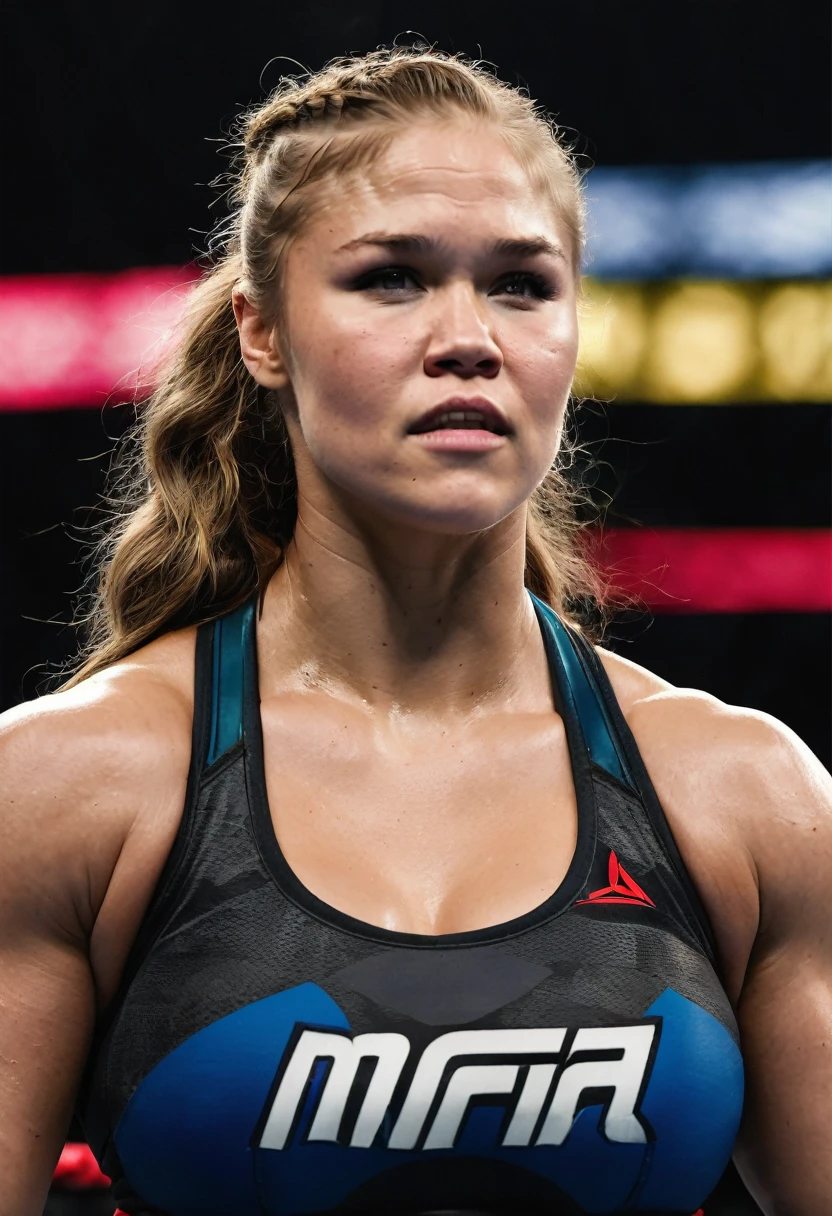 Ronda Rousey, a former UFC champion turned WWE Superstar, is recognized for her incredible athletic abilities, fierce competitiveness, and no-nonsense attitude. Standing at around 5 feet 7 inches (1.70 meters) with a powerful and muscular build, Ronda commands attention with her imposing presence and physical strength.
Ronda Rousey's physical features are a reflection of her background as a highly accomplished mixed martial artist. Her muscular physique is defined by strong shoulders, toned arms, and a sculpted core, all indicative of the intense training and discipline she brings to her performances.
One of Ronda's most distinctive features is her determined and focused expression. With piercing blue eyes that convey intensity and unwavering resolve, Ronda's gaze exudes a sense of purpose and readiness for any challenge that comes her way. Her facial features are characterized by a no-frills, no-nonsense demeanor that underscores her reputation as a fierce competitor.
In addition to her physical prowess, Ronda Rousey is known for her signature braided hair, which she often wears pulled back in a functional yet stylish manner. This iconic hairstyle adds a touch of flair to her overall look and serves as a visual reminder of her unique persona as a dominant force in combat sports.
When capturing Ronda Rousey in an image, it is essential to highlight her strength, determination, and competitive spirit. Emphasize her athletic physique, intense gaze, and unmistakable presence to convey the essence of a true trailblazer in both the world of MMA and professional wrestling. The image should capture the essence of Ronda Rousey as a formidable athlete and entertainer, showcasing her resilience and unwavering commitment to excellence.