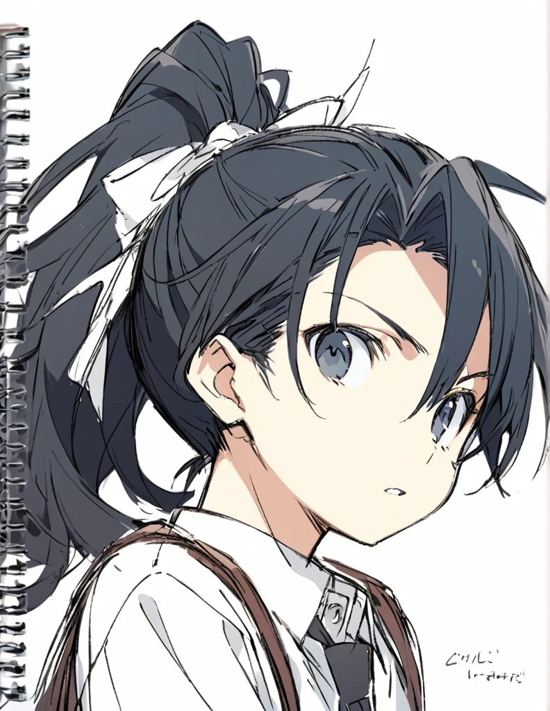 boy black hair ponytail hair sketch