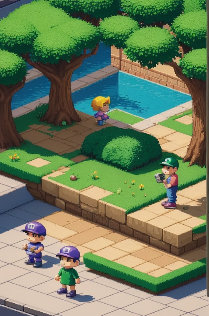 Cria um art de Ness & Lucas de EarthBound com sprites do snes
