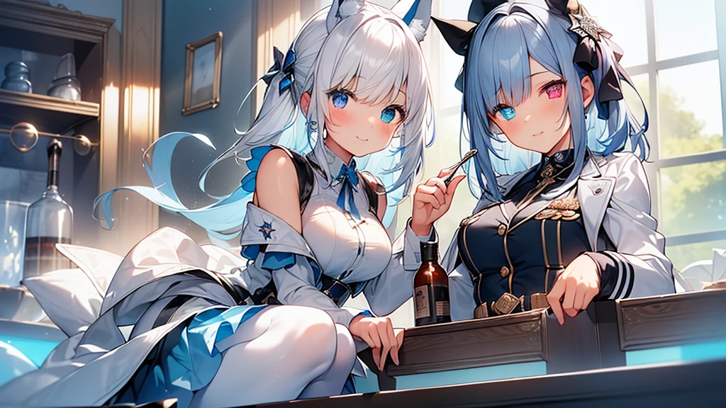 NSFW,((1 male、1 female,sexをしている)),lying down,lift both legs,hetero,vaginal sex,show off your nipples,((sex)),Striped panties,(highest quality,4K,8K,High resolution,table top:1.2),Super detailed,beautiful girl,hair above one eye,enchantment,attractive,sacred,magic effect,silver hair,blue eyes,pale pink wedding dresses,Sophisticated clothing,detailed lace,delicate ruffles,Bedroom,sacred縞模様,transparent outfit,Jewelry Decoration,twin tails,beautiful eyes,hair above one eye,small breasts,bare chest,smile with open mouth,masterpiece, highest quality, high resolution, Celia Clare, white capelet, beret