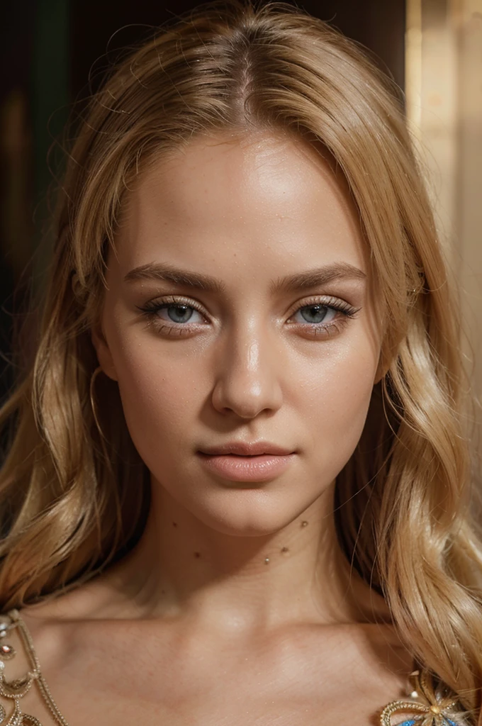 a beautiful blonde woman, beautiful golden blonde hair, detailed eyes, beautiful detailed lips, extremely detailed face, long eyelashes, in egypt, wearing a traditional outfit, (best quality,4k,8k,highres,masterpiece:1.2),ultra-detailed,(realistic,photorealistic,photo-realistic:1.37),HDR,UHD,studio lighting,ultra-fine painting,sharp focus,physically-based rendering,extreme detail description,professional,vivid colors,bokeh,portrait, full body