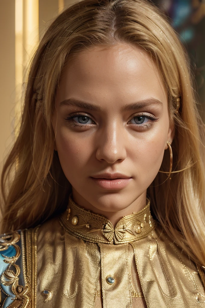 a beautiful blonde woman, beautiful golden blonde hair, detailed eyes, beautiful detailed lips, extremely detailed face, long eyelashes, in egypt, wearing a traditional outfit, (best quality,4k,8k,highres,masterpiece:1.2),ultra-detailed,(realistic,photorealistic,photo-realistic:1.37),HDR,UHD,studio lighting,ultra-fine painting,sharp focus,physically-based rendering,extreme detail description,professional,vivid colors,bokeh,portrait, full body