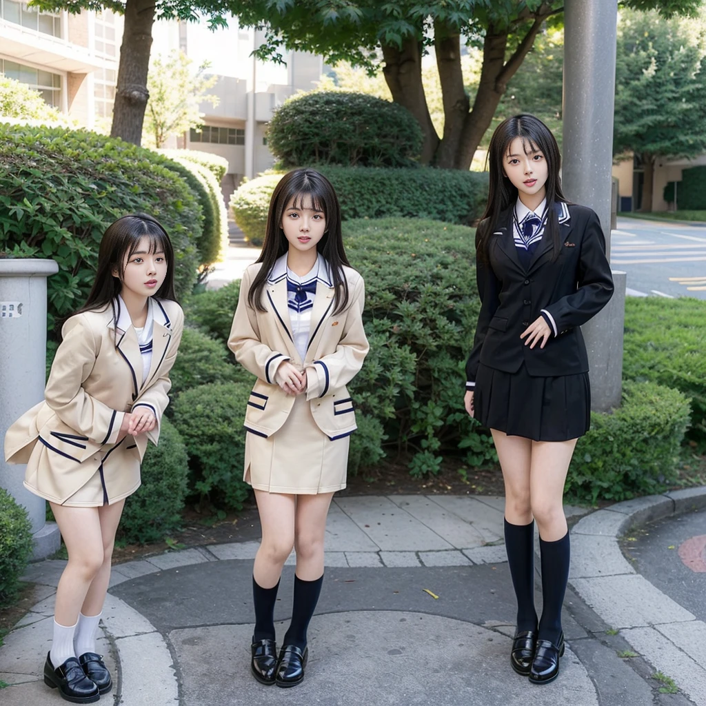 high quality, masterpiece, Very detailed, 8K, a 17 years old beautiful Japanese woman:1.5, Small face, Black Hair, Breast Augmentation Surgery, (Detailed High School Uniforms:1.5), remote_play, remote_Vibrate、 (climax:1.5)