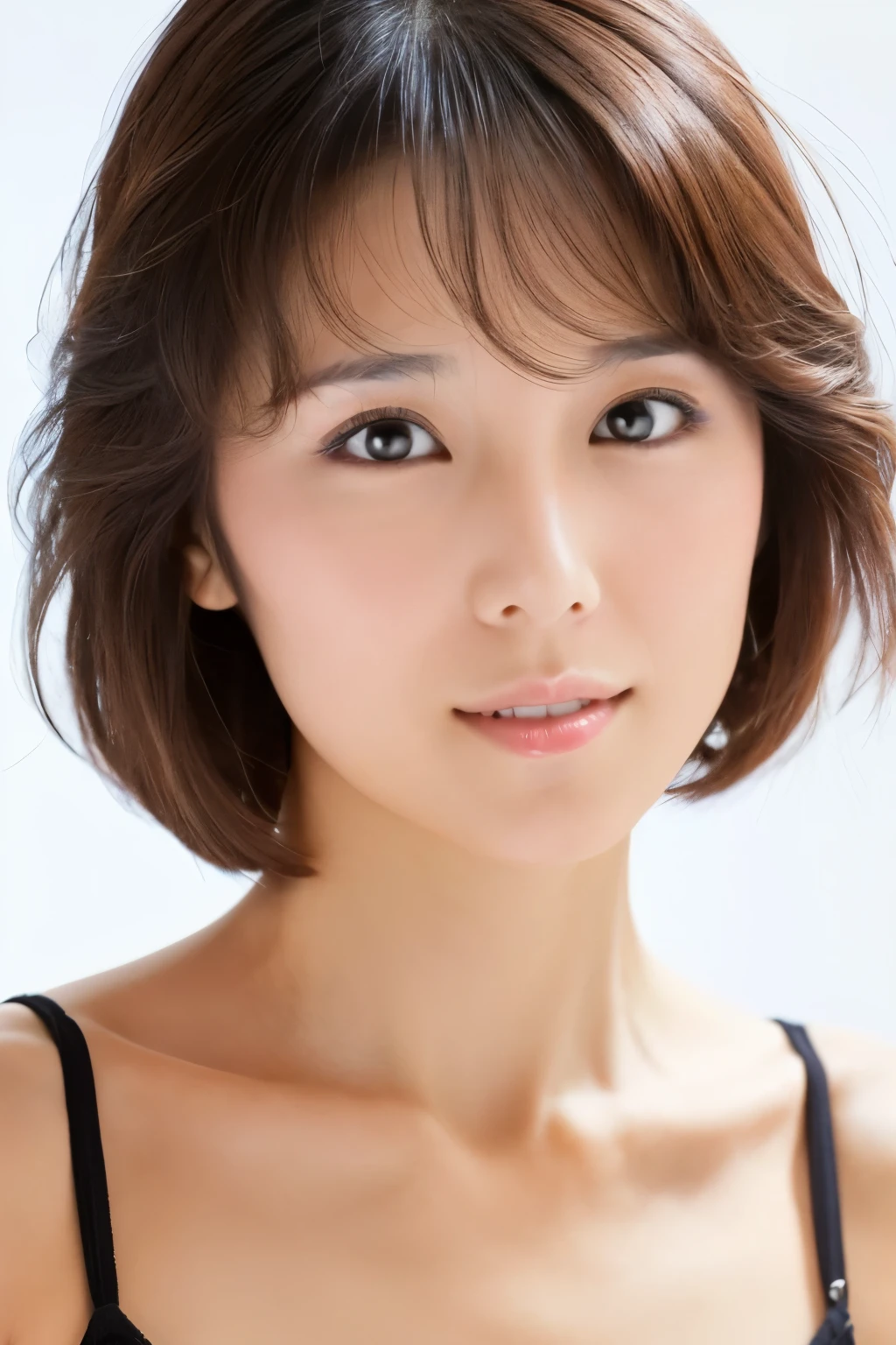 (High reality photograph, high resolusion), Skinny Japanese lady, 30 years old, cute face, detailed face, detailed eyes, various hair style, skinny figure, correct body anatomy, ((looking straight ahead)), facing the camera directly, single photo, a photo captured the best moment expressing the beauty and brains, ((with simple background))