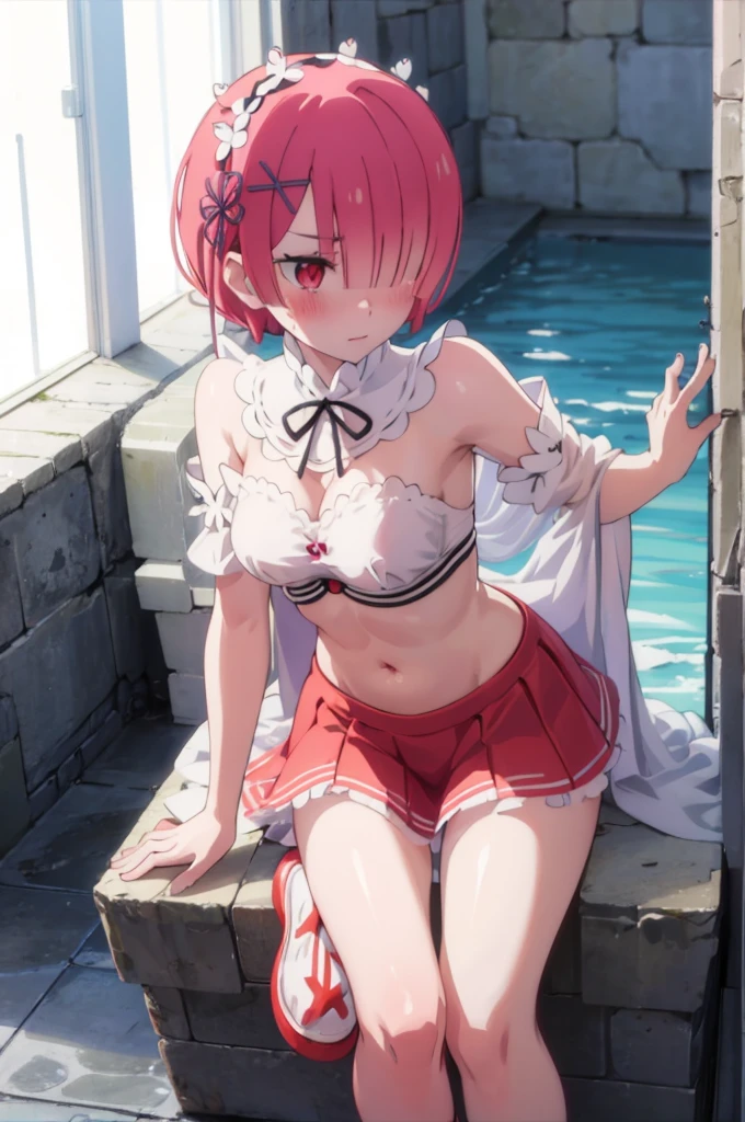 Wet、ガラス張りのbath、Bikini、比基尼,bath、Red Hair、Pale red eyes、short hair, large 、Blushing、Embarrassed expression、show off nippleswhite shirt、Blushing、Glamorous expression、Red Hair、Pale red eyes、short hair、ガラス張りのbath、8K,Masterpiece、、Blushing、、Showing panties、Pull uskirt、Blushing、ガラス張りのbath