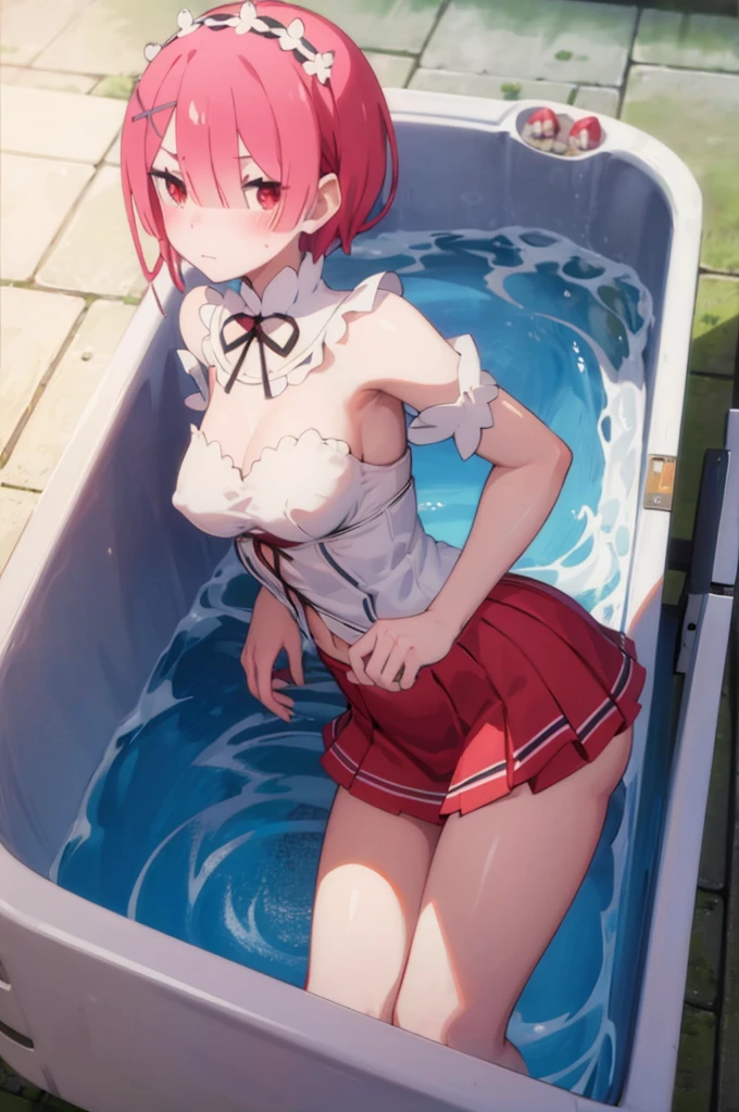 Wet、ガラス張りのbath、Bikini、比基尼,bath、Red Hair、Pale red eyes、short hair, large breasts、Blushing、Embarrassed expression、show off nipples under white shirt、Blushing、Glamorous expression、Red Hair、Pale red eyes、short hair、ガラス張りのbath、８K,Masterpiece、、Blushing、、Showing panties、Pull up your skirt、Blushing、ガラス張りのbath