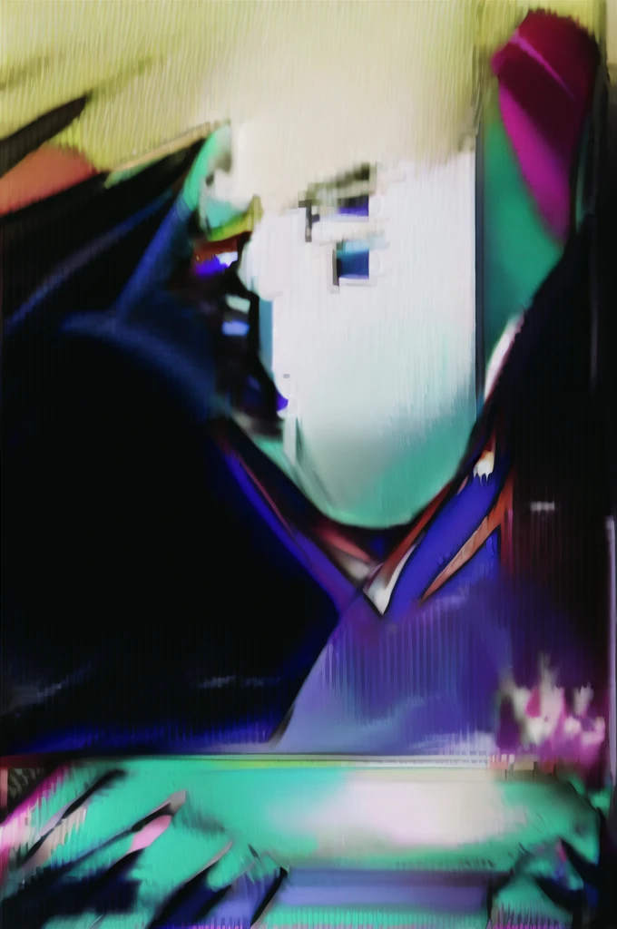 Kawei, One girl, alone, Long Hair, View your viewers, Open your mouth, blue eyes, Pink Hair, Skin of color, surprised, Circlet, Bare shoulders, Gold Cap, arms by side, Blue Collar, Detachable collar, eyelash, Green skin, close, low-tied Long Hair, Pointy Nose, V-shaped eyebrows, tongue, Blue leotard on the upper teeth, Removable sleeves, Blue Armwear,