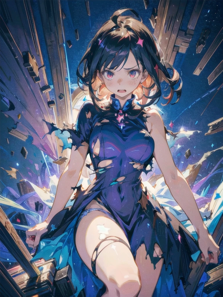 1 oneesama, magical girl in badly torn magical dress ,dancing:1.3, ,red magical uniform , 20 year old, Full breasts, {{Large breasts, nipples out}} , portlate ,Official art, close up view, torned Panties, A large amount of semen on the chest:1.3 ),different hair, pieces of cloth is flying:2.0, grabbing magical cepter :1.8,
break; (completely torn magical dress:1.6),badly torn skirt:1.4
break; Troubled and surprised expression:1.4, bouncing breast:1.2