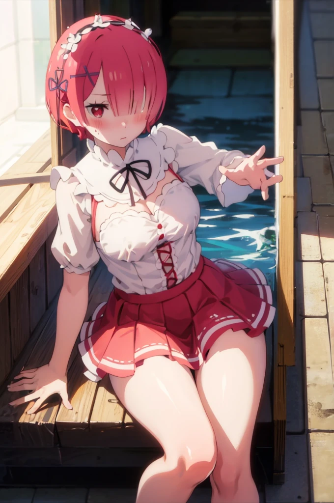 Wet、Bikini、Random pose、NFSW、ガラス張りのbath、Bikini、比基尼,bath、Red Hair、Pale red eyes、short hair, large breasts、Blushing、Embarrassed expression、show off nipples under white shirt、Blushing、Glamorous expression、Red Hair、Pale red eyes、short hair、ガラス張りのbath、８K,Masterpiece、、Blushing、、Showing panties、Pull up your skirt、Blushing、ガラス張りのbath