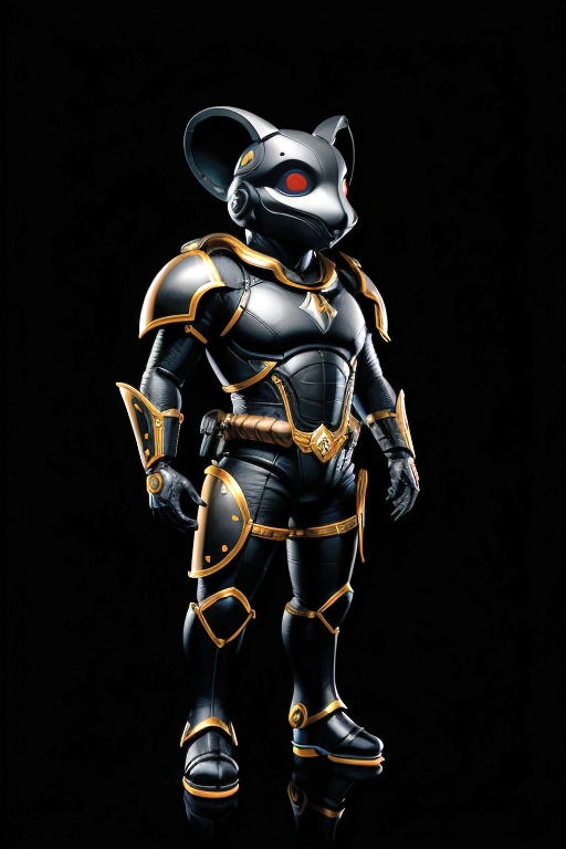 mascot , standing, black background 100%