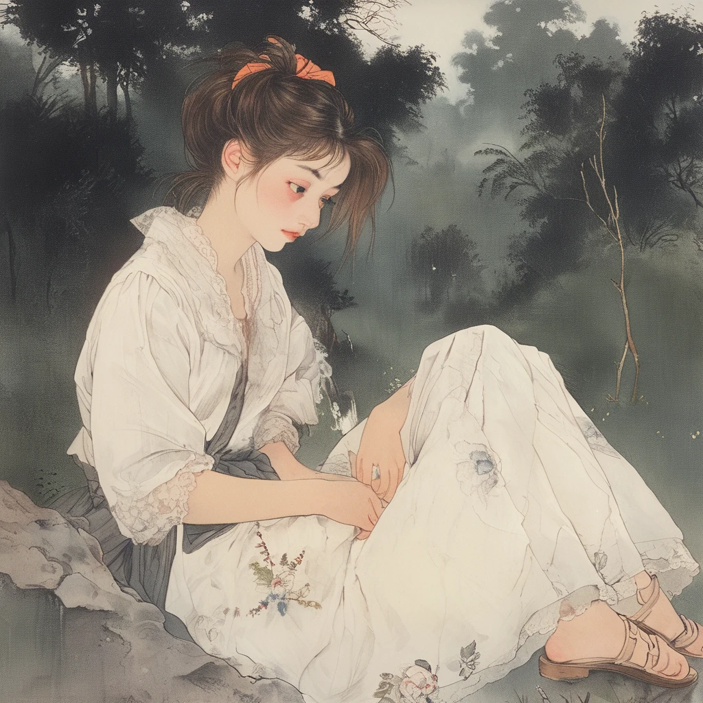 Girl holding her knees