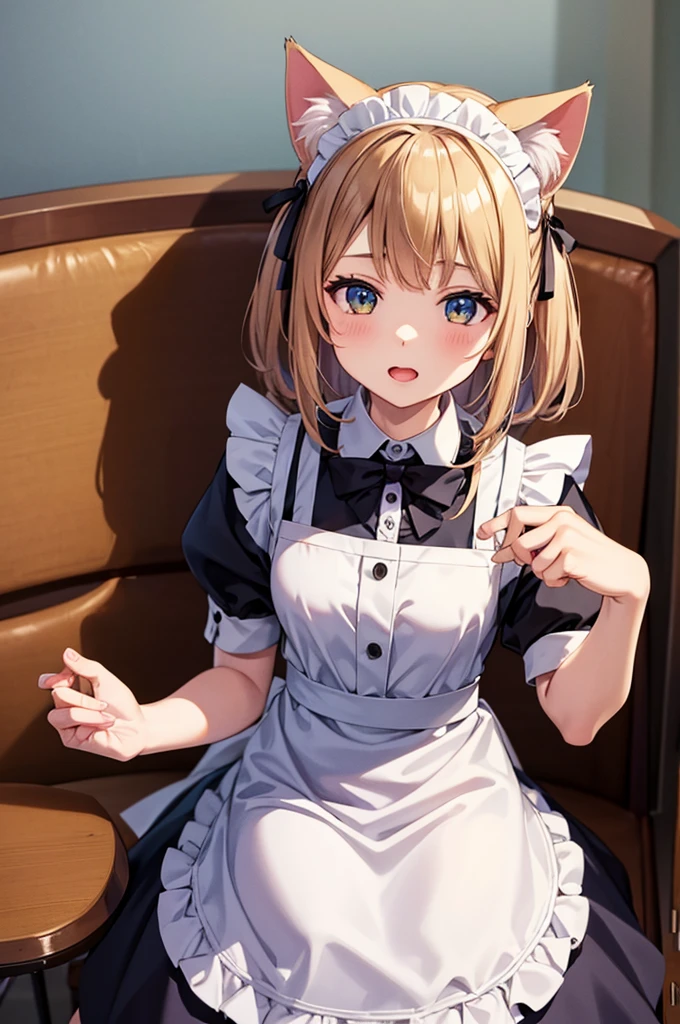 realisitic、maximum quality、1 girl in,Cat's ears, maid's belt, pink hair , shorth hair、saliva、heart-shaped pupils, orgasming 、Purple PVC bikini ,lace gloves ,breasts big、standing on all fours