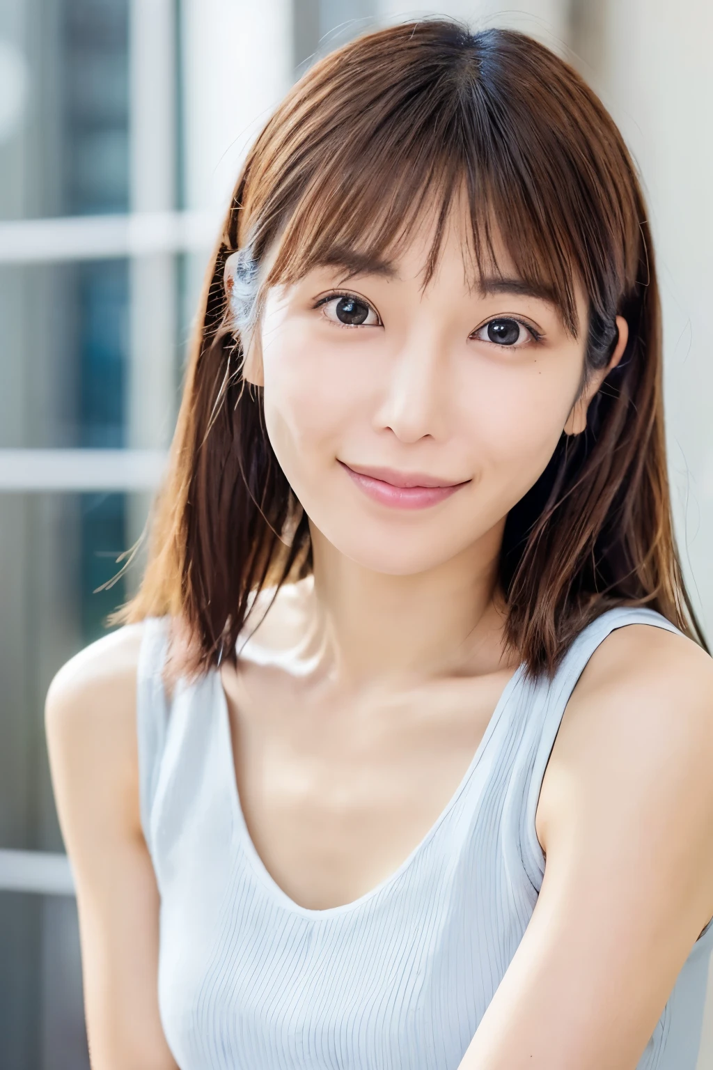 (High reality photograph, high resolusion), Skinny Japanese lady, 30 years old, cute face, detailed face, detailed eyes, various hair style, skinny figure, correct body anatomy, ((looking straight ahead)), facing the camera directly, single photo, a photo captured the best moment expressing the beauty and brains, ((with simple background))