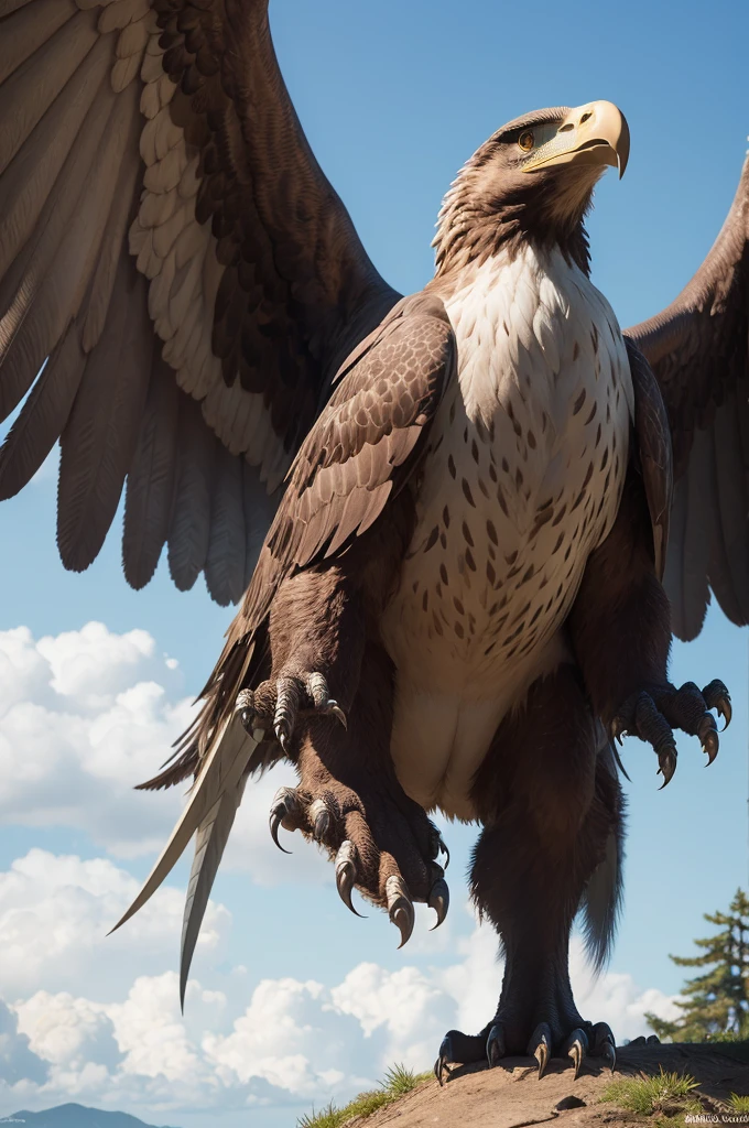fot, super high quality, high resolution, realistic dinosaur, using metal claws, eagle wings and bear paws
