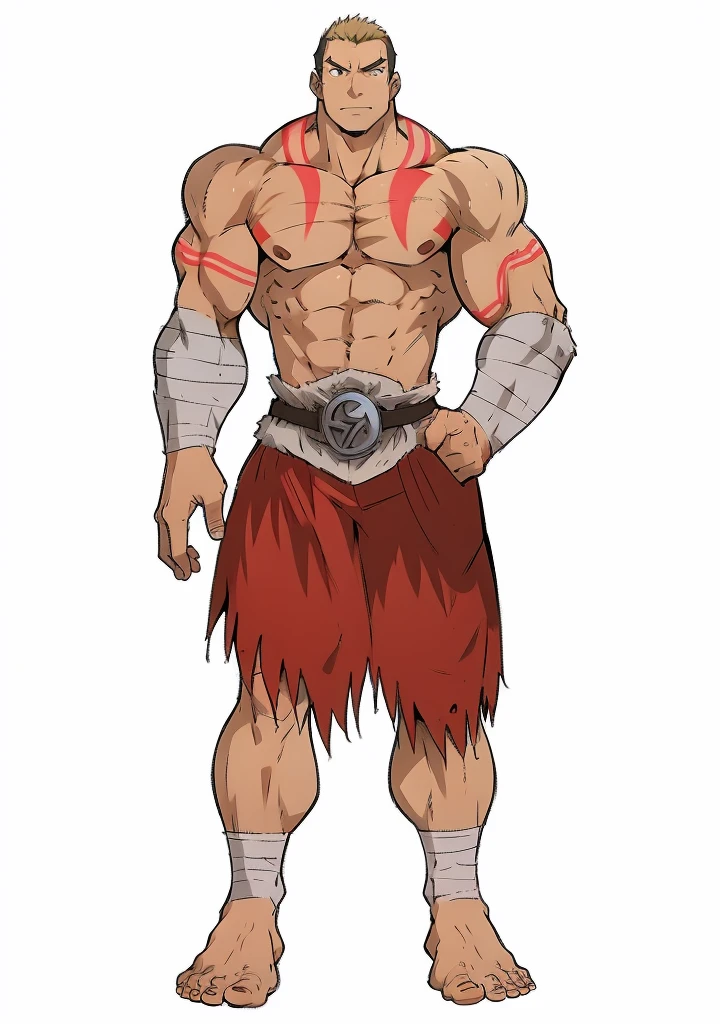 Generate an anime-style art image of a dominant protagonist character, and muscular anime art 