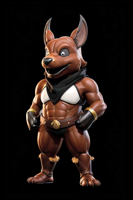 mascot , standing, black background 100%, frontal 100%