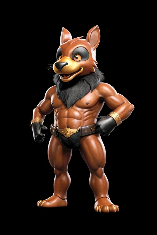 mascot , standing, black background 100%, frontal 100%