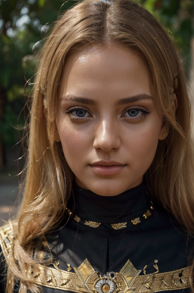 a beautiful blonde woman, beautiful golden blonde hair, detailed eyes, beautiful detailed lips, extremely detailed face, long eyelashes, in the country of Egypt, wearing a long black arab dress, (best quality,4k,8k,highres,masterpiece:1.2),ultra-detailed,(realistic,photorealistic,photo-realistic:1.37),HDR,UHD,studio lighting,ultra-fine painting,sharp focus,physically-based rendering,extreme detail description,professional,vivid colors,bokeh,portrait, with a view of pyramide behind, photo portrait