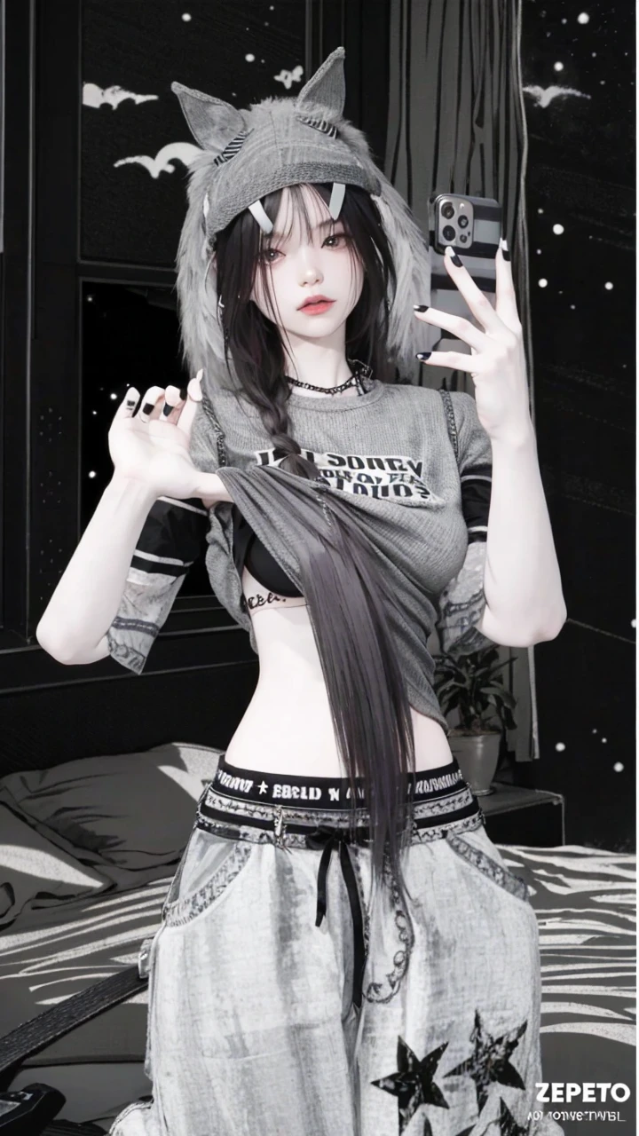 Beautiful detailed skin, Detailed Body, beautiful detailed hair, beautiful black pigtail, detailed hands, marked abdomen