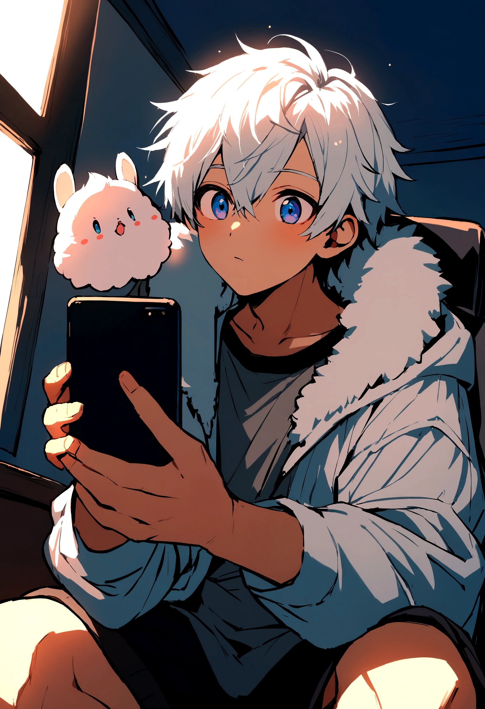 Boy is 19 years old, bonitas, dark-skinned, fluffly, gamer