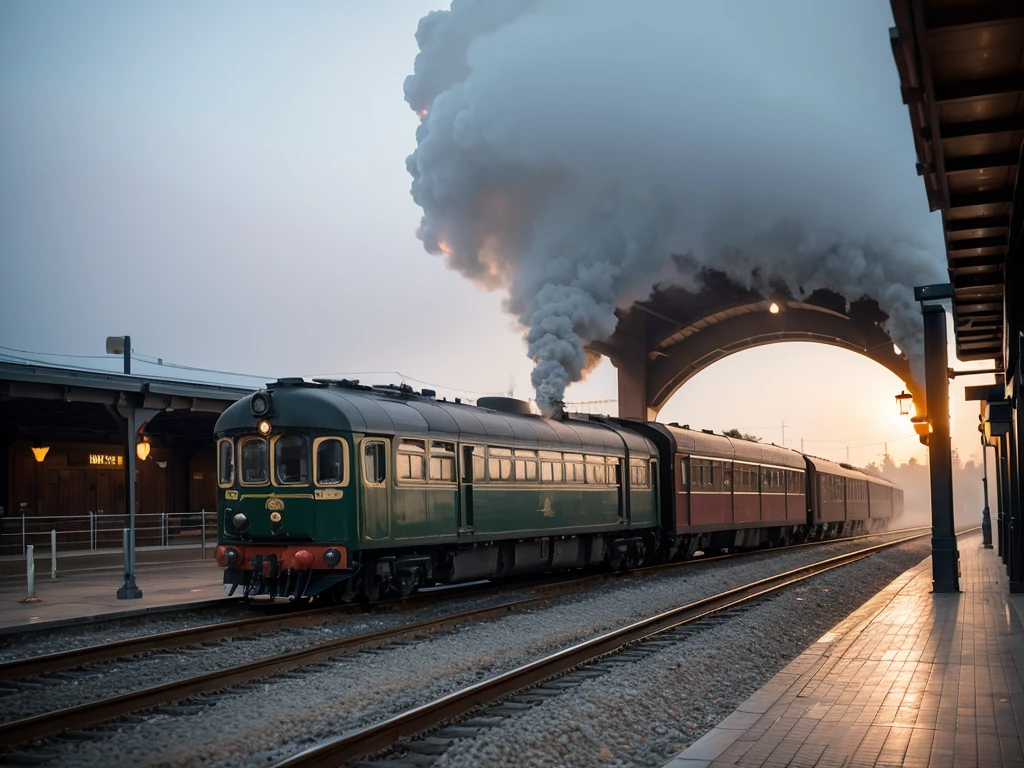 fog, station, steam train, gentle man,