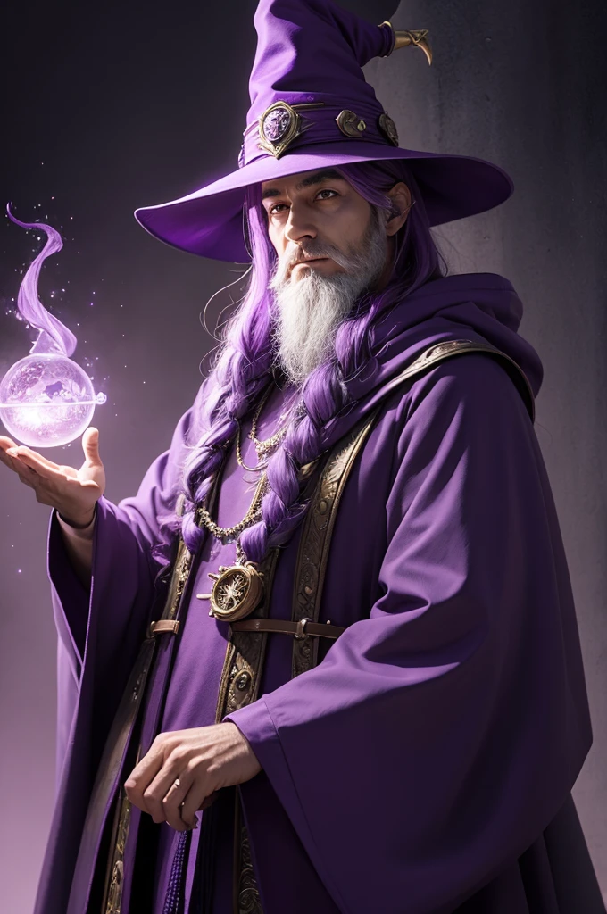 Purple male wizard with wizard hat