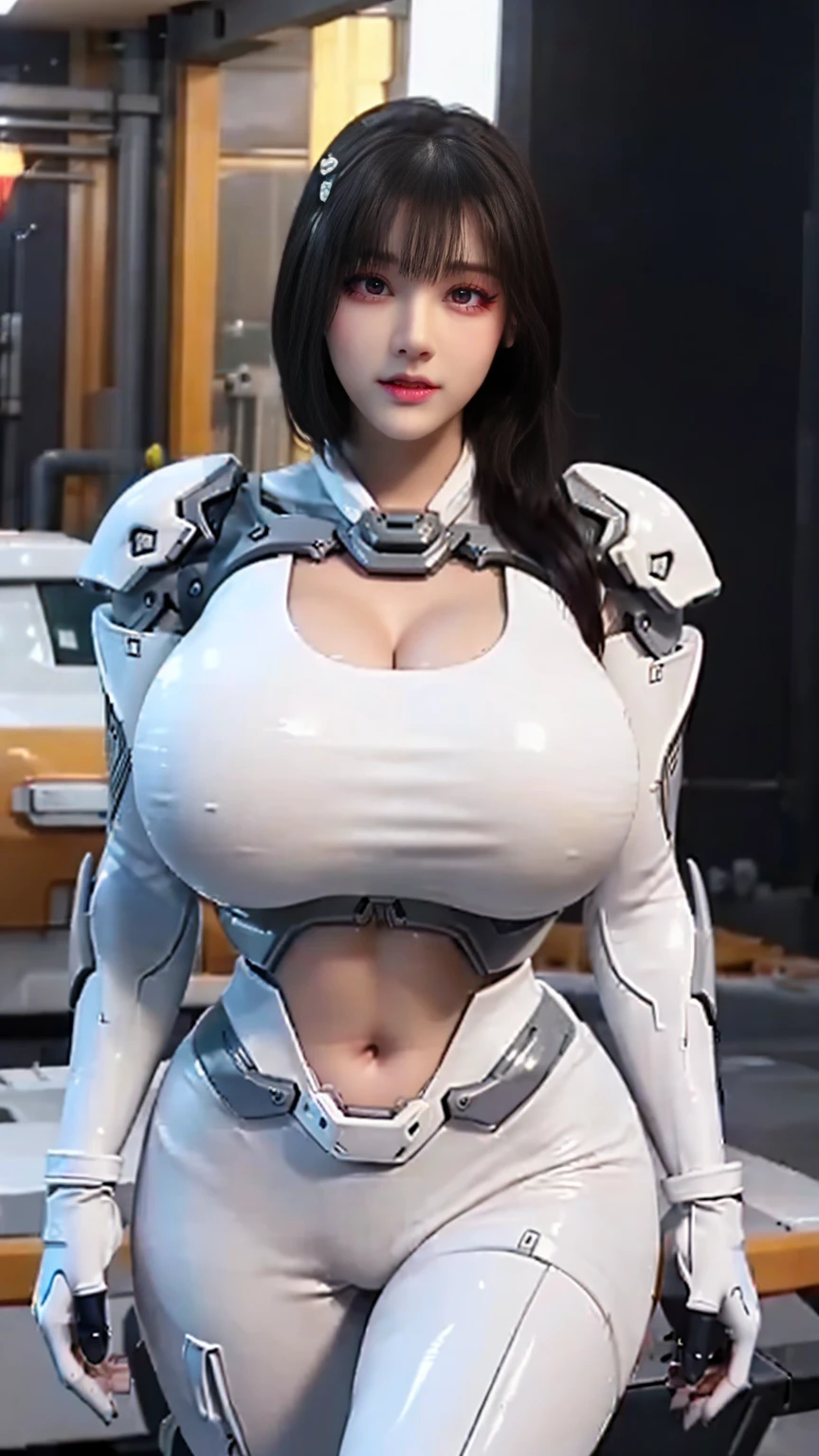 Solo, Stand Up Straight, Physically-based Rendering, Unreal Engine 5 Render, Jealous, bokeh, (look Half Body:1.5), ((muscle And Bbw Body Type:1.2)), ((cleavage, Gigantic Breast:1.6)), (expose muscle Abs:1.4), (big Hips:1.3), ((beautiful Cyborg Woman, Red Mecha Musume Girl, Futuristic Cyber Crop top armor, White Mecha Body Girl from OVERWATCH 2, Guard Arms, Gloves:1.5)), (close Up Upper Body), (pale Skin, Body Oiled, (clean Glossy Bodyskin:1.4), (background Futuristic Space Station:1), (photorealsitic:1.4), (ultra-detailliert), (top-quality), (best Shadows), Bright Light In Room, Hyper Texture, (4x Msaa), ((unreal Engine 5 Render)), (neon), Physically-based Rendering, Ultra Hight Definition, 16k, 1080p, Beauty Model, 4k Resolution.