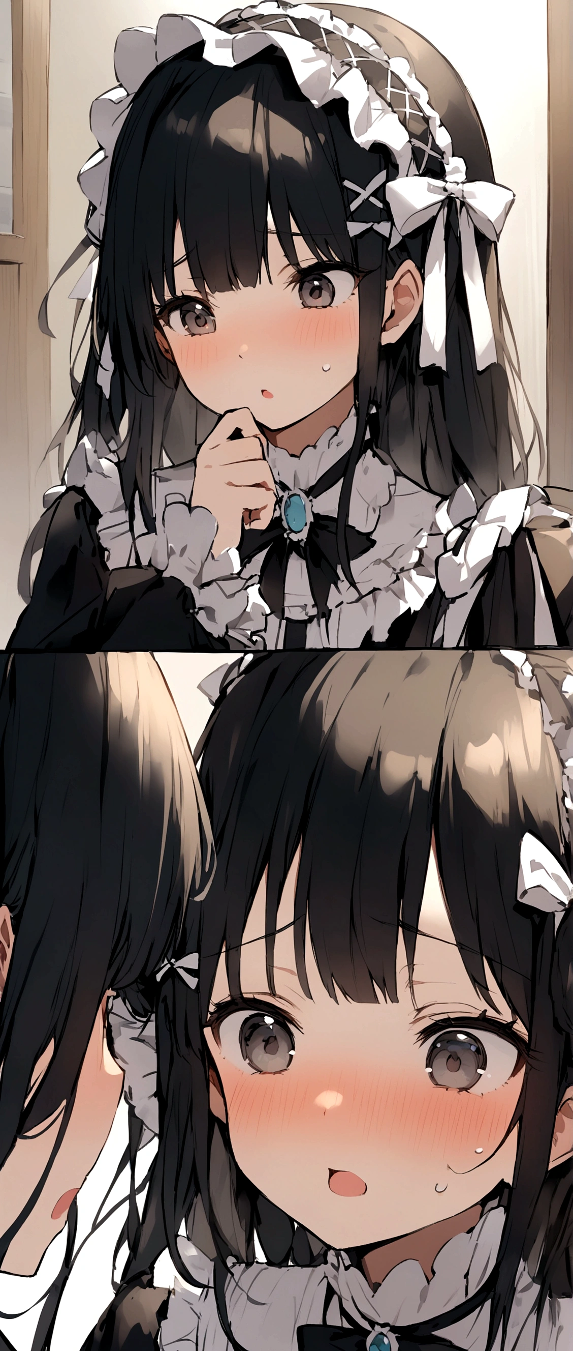masterpiece, best quality, illustration, highly detailed, chitanda_eru, beautiful detailed eyes, (ass focus), lace panties, (glory wall pose:1.3), short skirt, (picture in frame), natural lighting, cleavage, vibrant colours