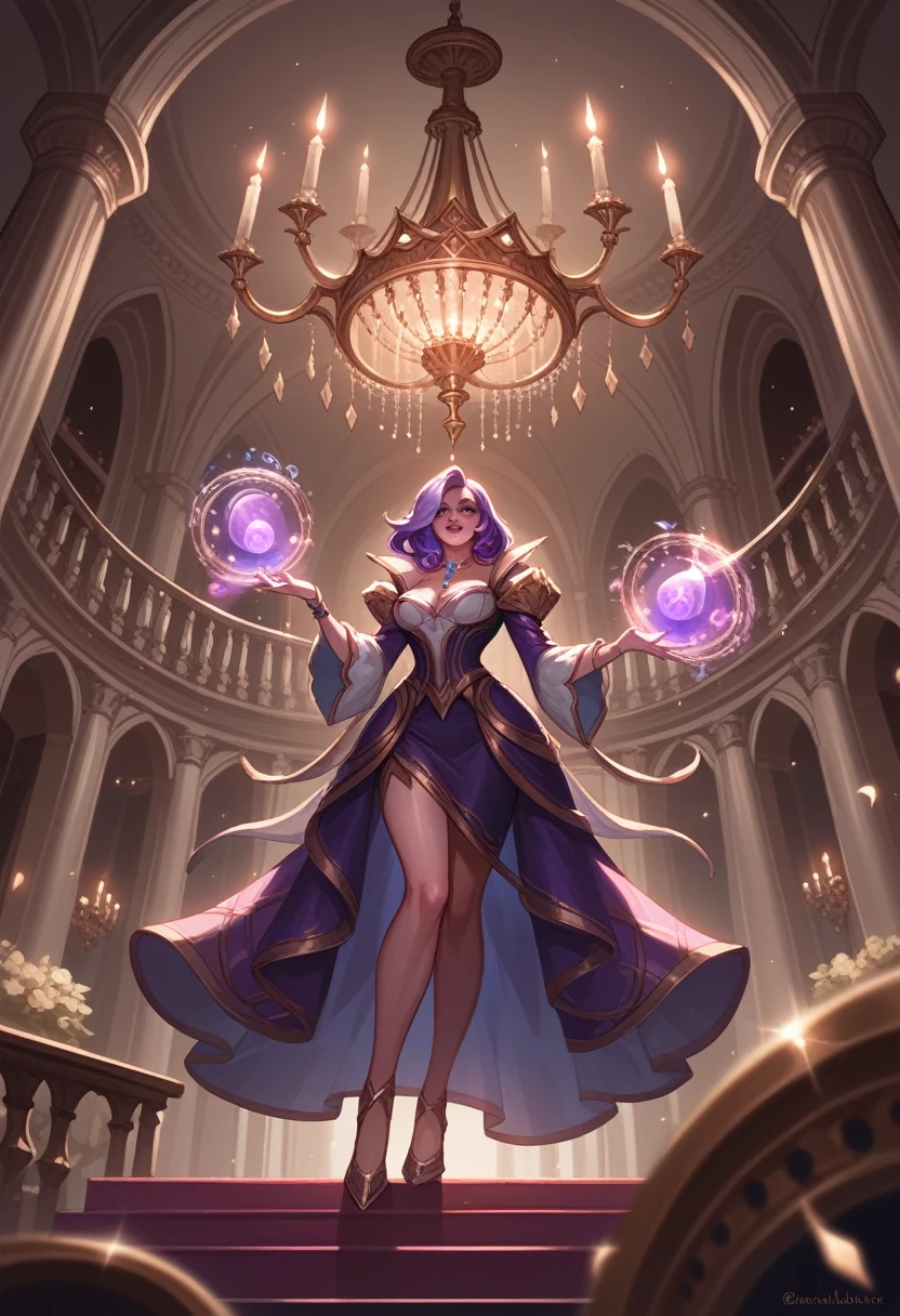 score_9, score_8_up, score_7_up source_cartoon, chandelier, magical chandelier, magical creature, living object, living chandelier, cartoon effects, magic effects, league of legends art style, magic.
