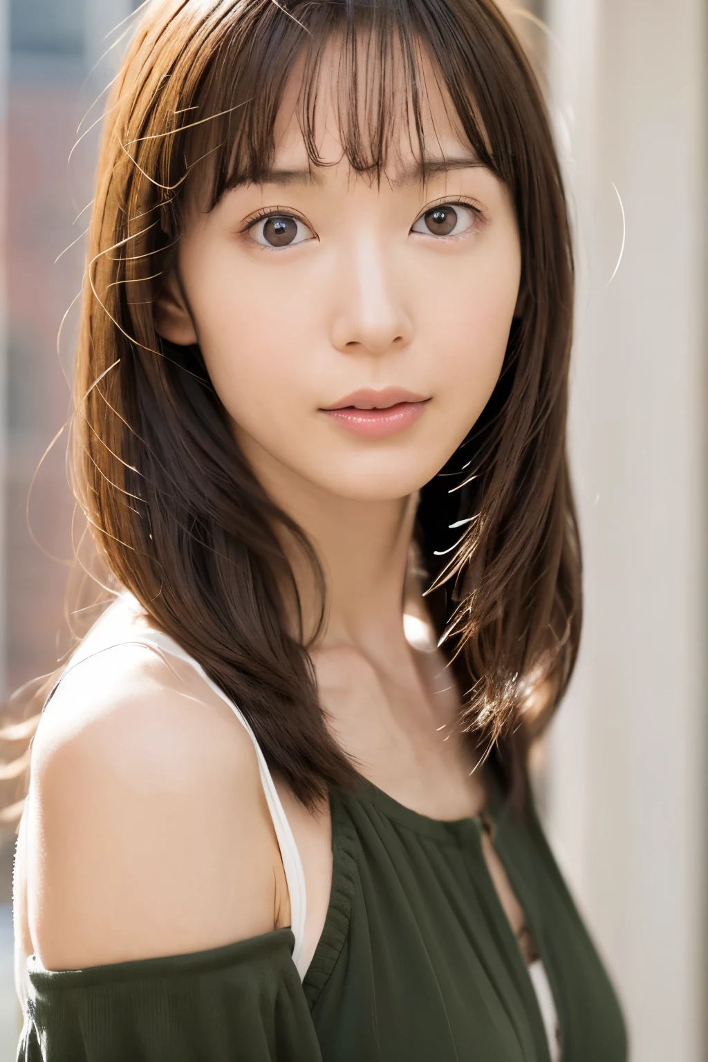 (High reality photograph, high resolusion), Skinny Japanese lady, 30 years old, cute face, detailed face, detailed eyes, various hair style, skinny figure, correct body anatomy, ((looking straight ahead)), facing the camera directly, single photo, a photo captured the best moment expressing the beauty and brains, ((with simple background))