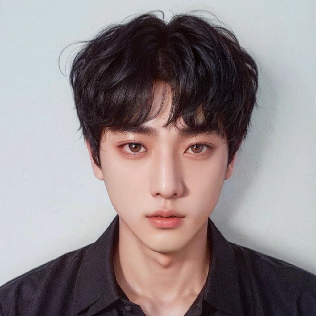 arafed photo of a man in a black shirt and a blue shirt, jungkook, jinyoung shin, hyung tae, kim taejin, kim doyoung, with short hair, shin jeongho, hong june hyung, sun yunjoo, hyung tae kim, profile headshot, cai xukun, jaeyeon nam, black haired yoongi, Hyung - Tae Kim