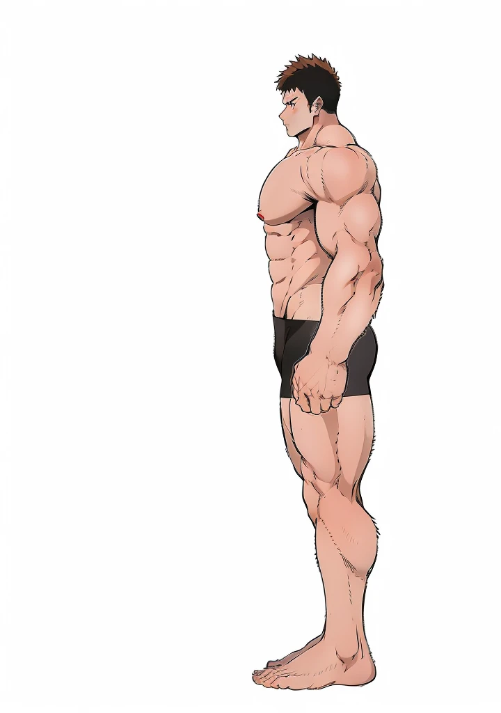 Generate an anime-style art image of a dominant protagonist character, and muscular anime art