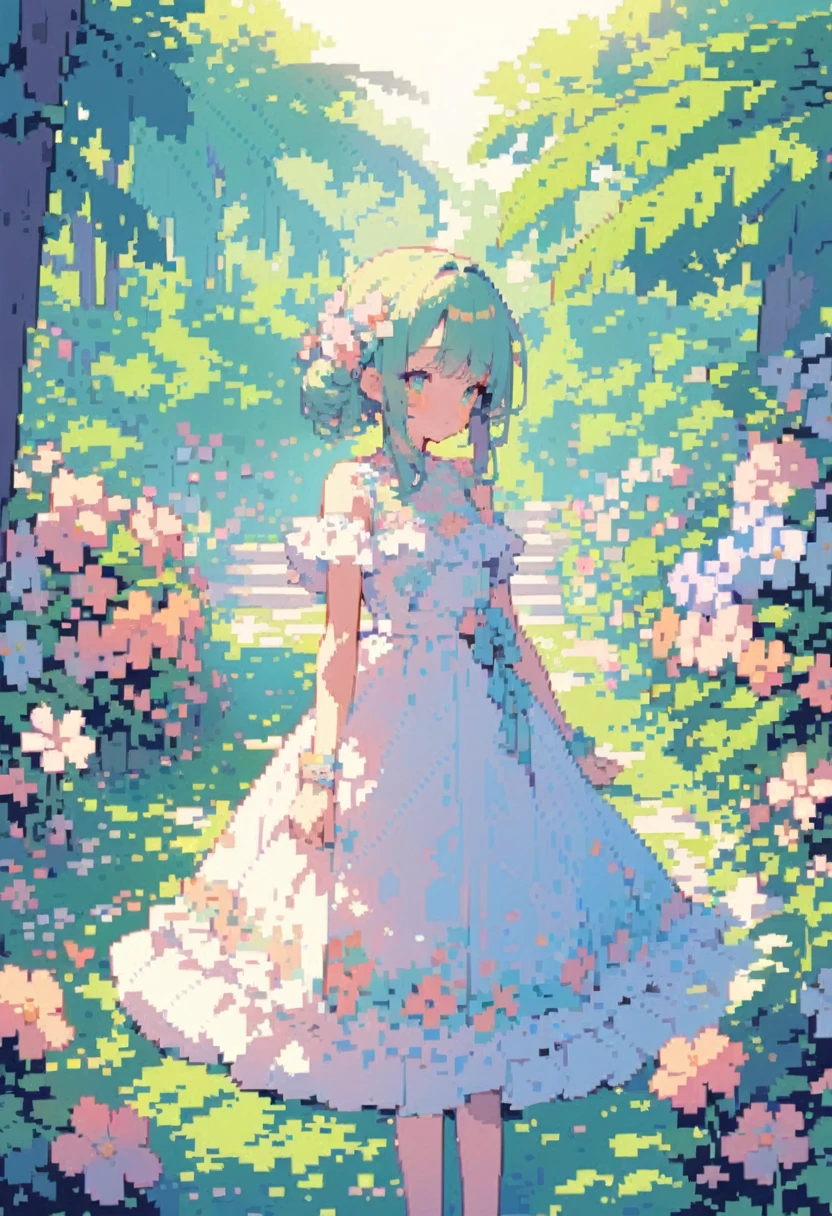 Close-up of a cross-stitch painting of a woman holding flowers, Brush ff6, Pixel Art Sprites, Visual Novel Sprites, Snakeskin Armor Forest Dryad, Symmetrical Portrait RPG Avatar, Jellyfish Shrine Maiden 8k, Elf girl in floral dress, Full body sprite, made in rpg maker, Sprite Art, Jellyfish Shrine Maiden, Sprite 2D,naked