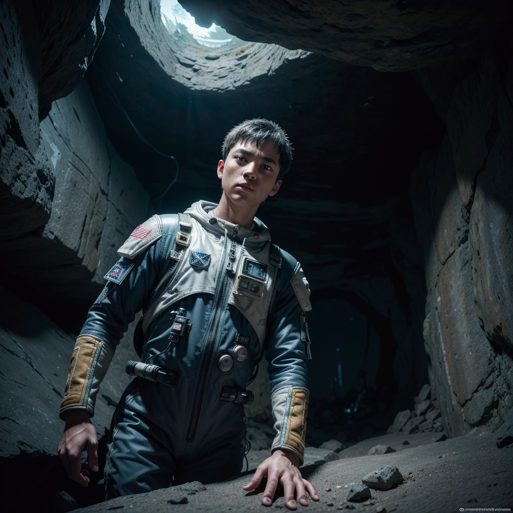 a futuristic astronaut,astronaut exploring mining cave,astronaut holding pickaxe,detailed mining cave environment,detailed futuristic astronaut suit,highly detailed minerals and rocks,cinematic lighting,dramatic color palette,photorealistic,8k,ultra-detailed,masterpiece,hyper-detailed,extremely intricate,cinematic lighting,dramatic color palette,hyper-realistic,ultra-realistic,stunning realism,exceptional detail,extraordinary detail,exquisite detail,masterful detail,astonishingly detailed,breathtakingly detailed,stunningly detailed,flawlessly detailed,exquisitely detailed,masterfully detailed,extraordinarily detailed,astonishingly detailed,breathtakingly detailed,stunningly detailed,flawlessly detailed,exquisitely detailed,masterfully detailed,extraordinarily detailed
