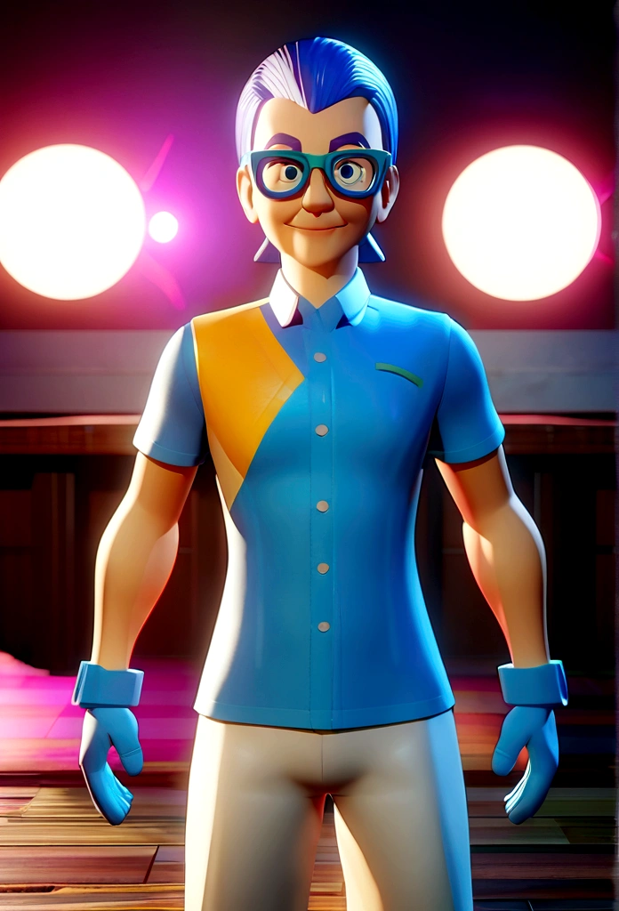 Cartoon character of a man wearing black glasses and a blue shirt, um personagem animado, Caractere estilizado, animation style rendering, 3D estilizado, Arnold Maya render, 3 d render stylized, toon render keyshot, Personagem 3D, Personagem 3D, 3d rendering stylized, 3 d character render, personagem de desenho animado, Personagem de close up, Pose de personagem, (Estilo Pixar) (master part:1.2) (Bokeh) (best quality) (pele detalhada) (textura detalhada) (8k) (argila) (Cinematic lighting) (foco nítido，Senta e vaza a parte superior do corpo