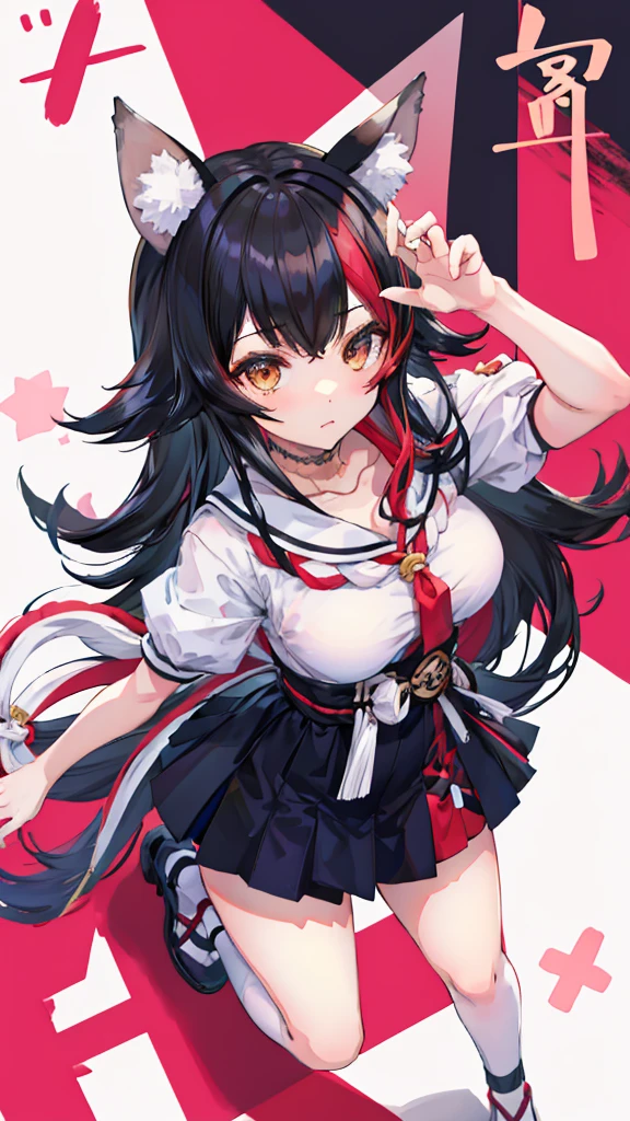 Model pose、Animal ears、Dynamic Pose、Adult women、masterpiece、Highest quality、high resolution、From above、Looking up、Ogami Mio