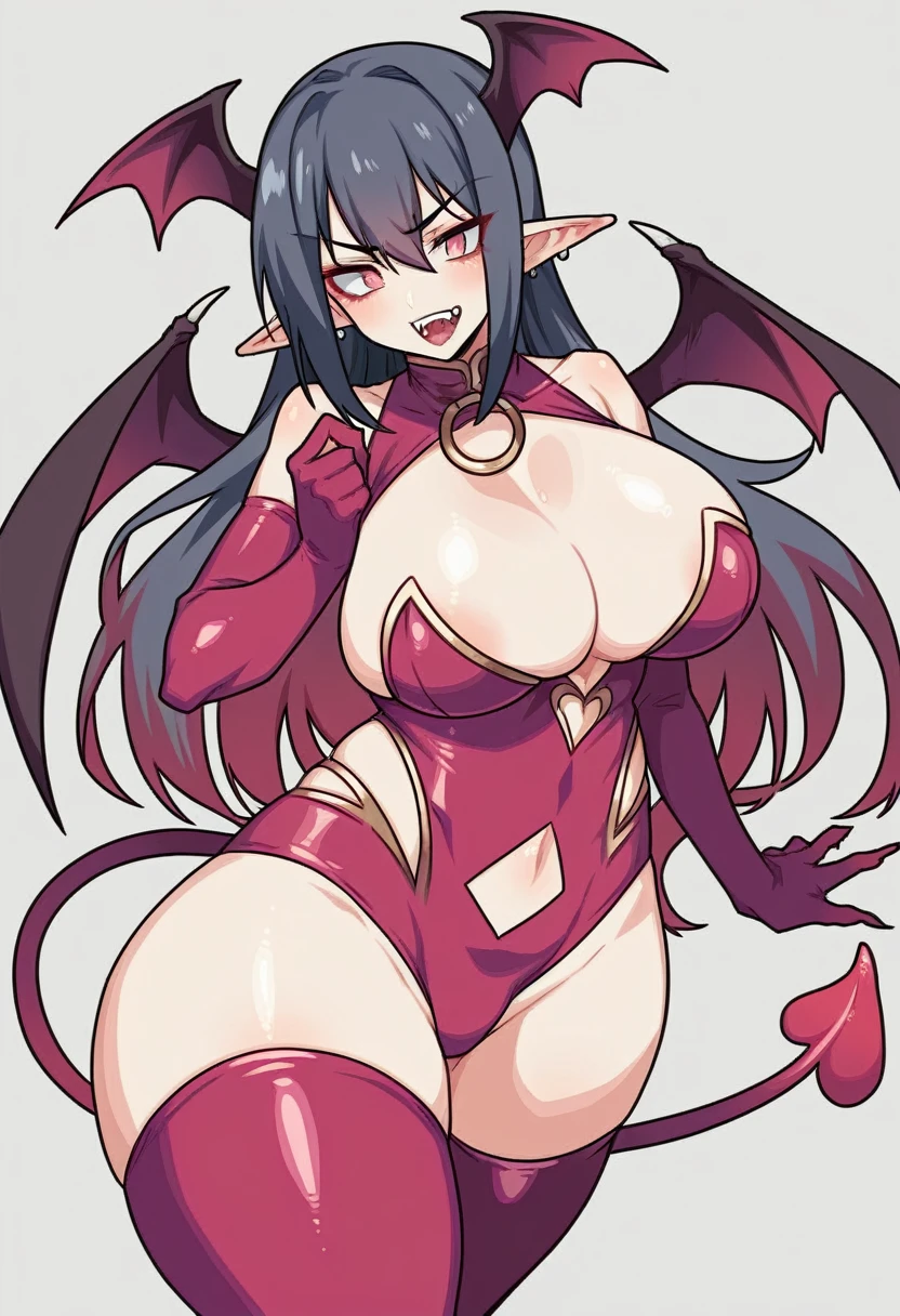 score_9, score_8_up, score_7_up, source_anime, BREAK, (((yew))), , 1girl, solo, succubus, curvy, succubus outfit, extremely large breasts, round breasts, thick thighs