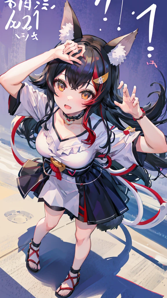 Model pose、Animal ears、Dynamic Pose、Adult women、masterpiece、Highest quality、high resolution、From above、Looking up、Ogami Mio