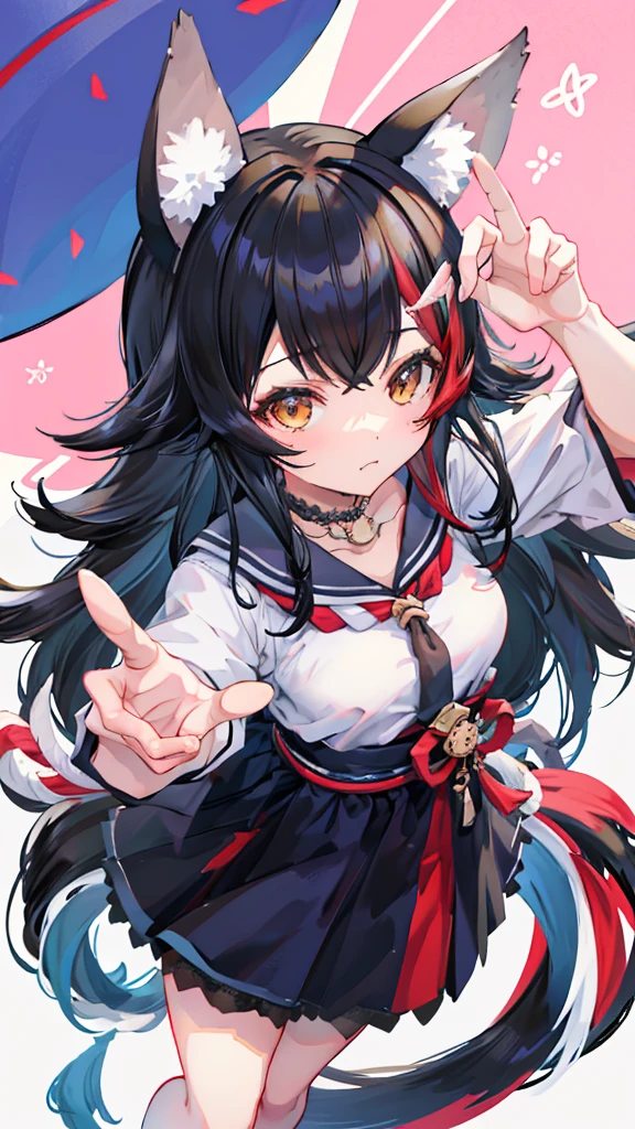 On all fourodel pose、Animal ears、Dynamic Pose、Adult women、masterpiece、Highest quality、high resolution、From above、Looking up、Ogami Mio