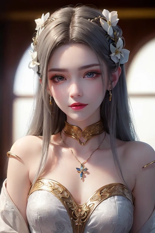 ((best quality)), ((masterpiece)), (detailed), humanoid, rainbow colored kitsune, crystal crown, light purple hair, light purple fox ears, crystallized foxtails, crystal face markings
