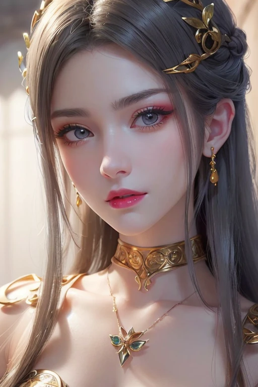 ((best quality)), ((masterpiece)), (detailed), humanoid, rainbow colored kitsune, crystal crown, light purple hair, light purple fox ears, crystallized foxtails, crystal face markings